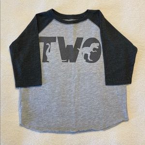3T Rabbit Skins “Two” Dinosaur Baseball T-Shirt
